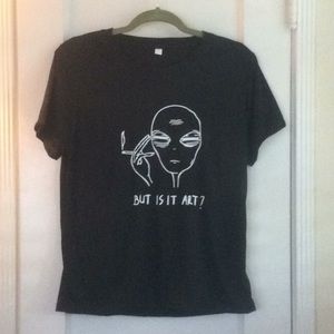 Brand New Black TShirt Funny Alien Smoking Art
